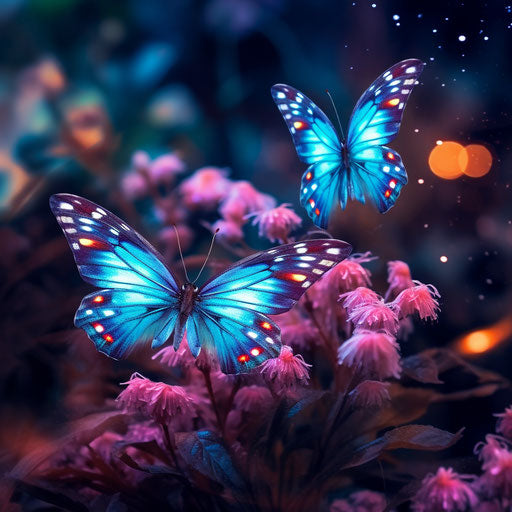 Beautiful butterflies in a dreamlike blurred atmosphere