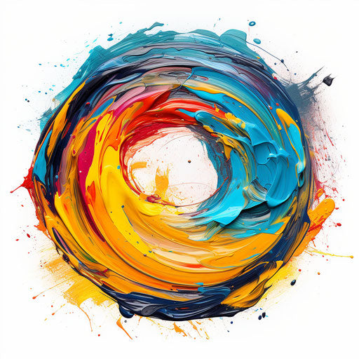 Circle clipart in the style of Oil painting, on a white background