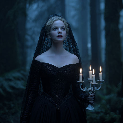 Young Woman in a Dark Forest