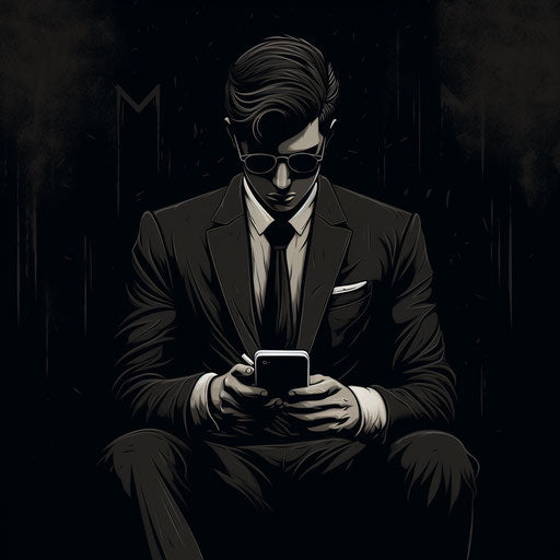 Black WhatsApp DP in the style of Martyn Turner for a WhatsApp profile page 1:1