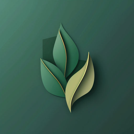 Nature-inspired photo logo with green background, organic shapes