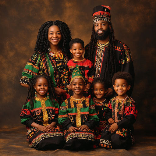 Warm family portrait during Kwanzaa