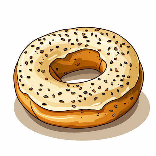 Bagel sketch in a minimalist style, on white background