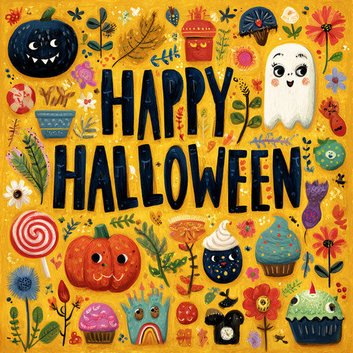 Cheerful Halloween with festive spooky elements