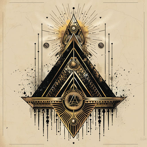 Elegant sketch of a pyramid with art deco elements