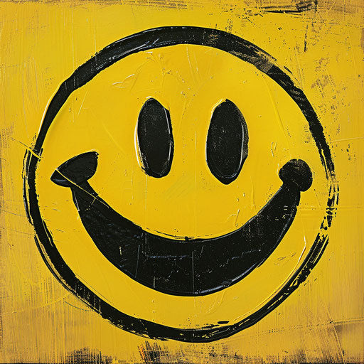 Cheerful yellow face animated with bold lines