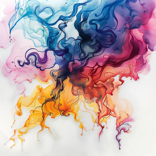 Vibrant multicolored smoke creating a festival of colors in a tattoo design on white