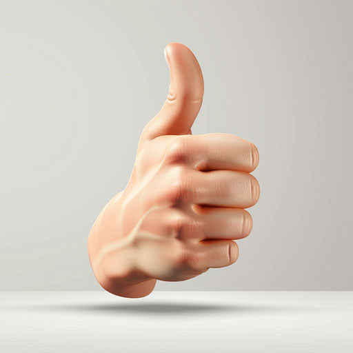 Realistic thumbs up clipart on flat white background