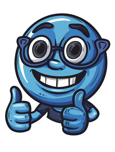 Blue smiley face with thumbs up