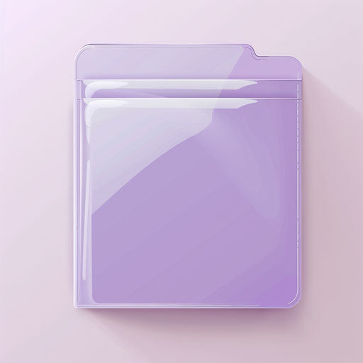 Soft lavender flat background, folder clipart with a photo realistic touch, highlighted by a shimmering gloss and precise details