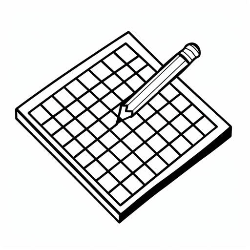 Coloring bingo card and pencil outline