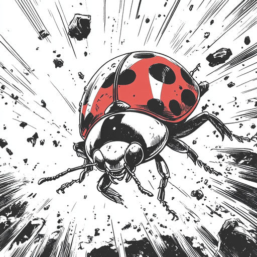 Ladybug in dynamic comic book action scene