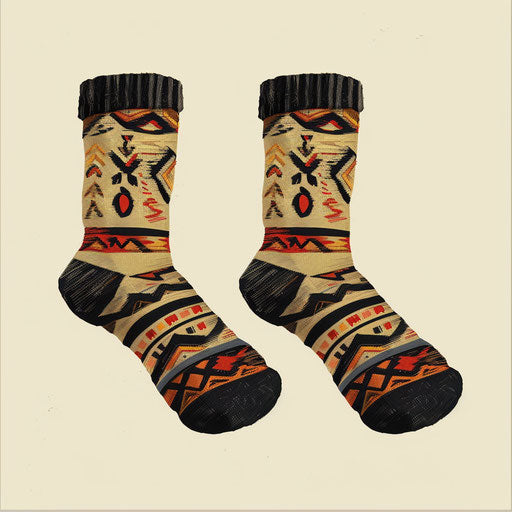 Socks on beige background, photo realism and rustic patterns