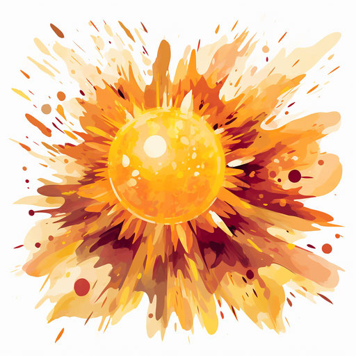 Impressionistic illustration of a sun on white background