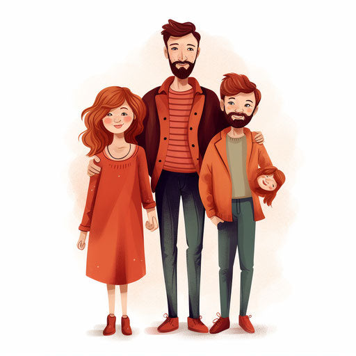 Minimalist style family clipart, on white background