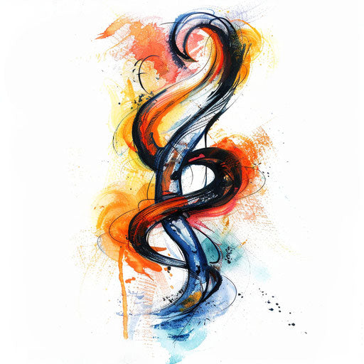 Impressionistic tattoo sketch of a hakuna matata symbol with loose, expressive paintwork