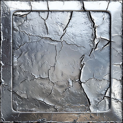 Square clipart in photorealistic style with flat random background, metallic sheen and realistic textures