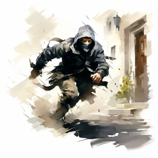 Thief in the style of Impressionistic Art, on white background