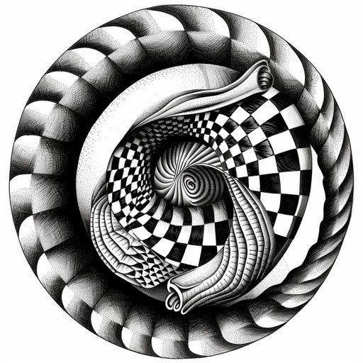 Modern flat tattoo of 3D optical illusion spiral