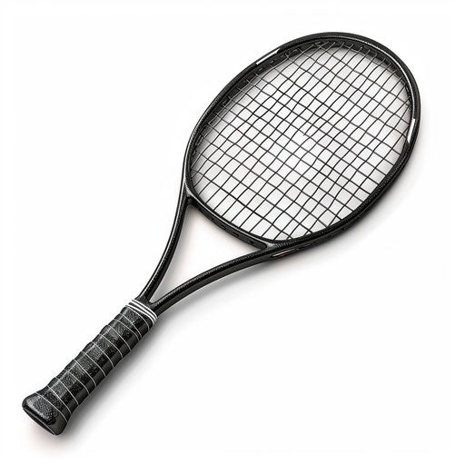 Realistic tennis racket clipart on flat white background