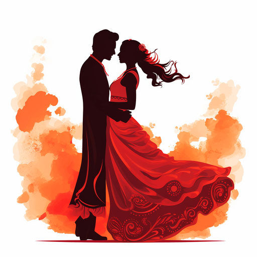 Hindu wedding clipart in the style of Chiaroscuro Art, on a white background