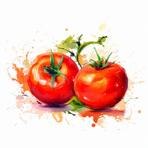 Tomato clipart in the style of Impressionistic Art, on white background
