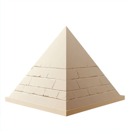 3D pyramid with flat white background, isolated clipart