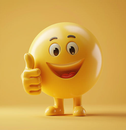 Cartoon thumbs up emoji with captivating, sculpted style