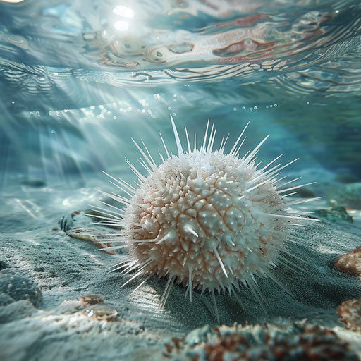 Delicate spiny sea urchin in a serene underwater setting
