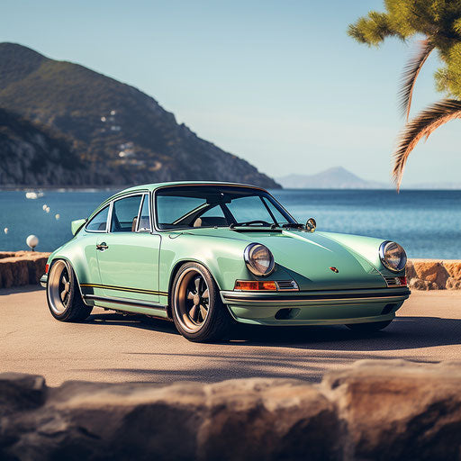 Classic sports car Seafoam green