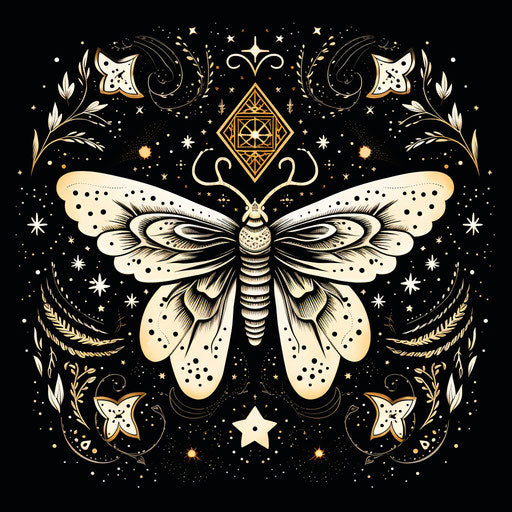 Nighttime moth surrounded by stars