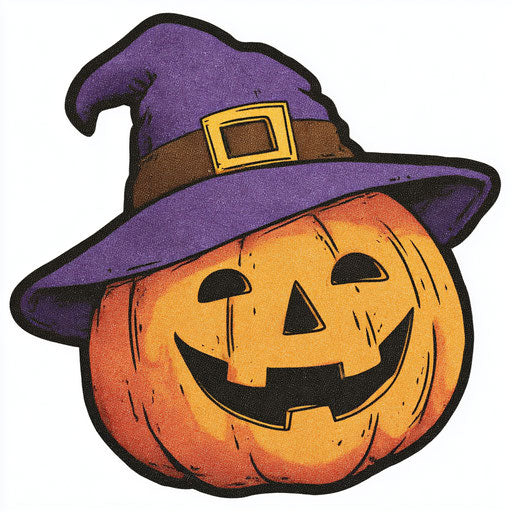 Happy pumpkin with a witch's hat for Halloween