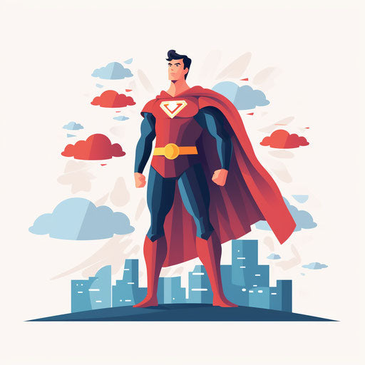 Hero clipart in minimalist style, on white background
