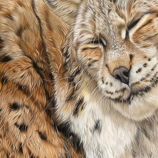 Diverse textures and colors of lynx fur