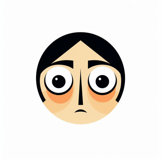 Cartoon face in the style of minimalist, on white background