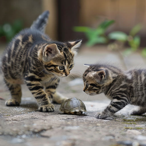 Tortoise cat kittens playing
