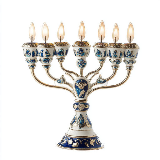 Photo realistic clipart of a Hanukkah Menorah, high-resolution, isolated