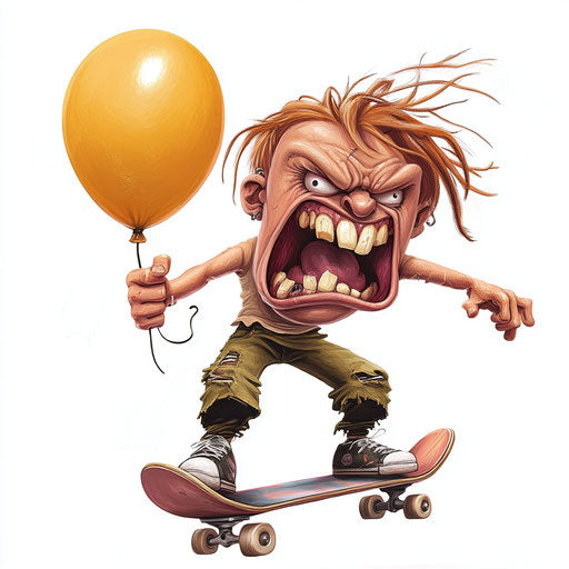 Bold Skateboard Caricature Clipart for Advertising Campaigns