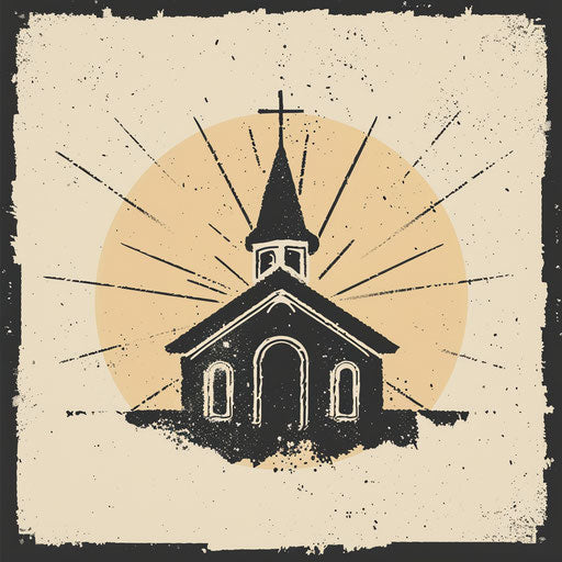 Vintage church logo with distressed textures and earthy tones