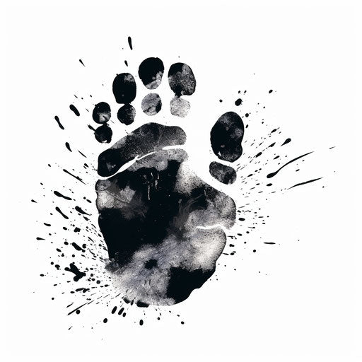 Footprint clipart in the style of Chiaroscuro Art, on white background