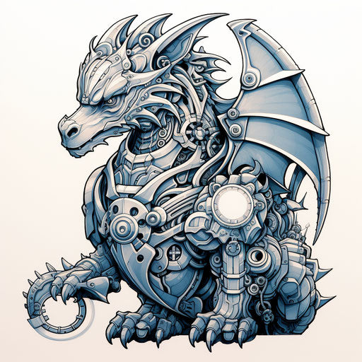 Dragon in armor with kid-friendly robotic style