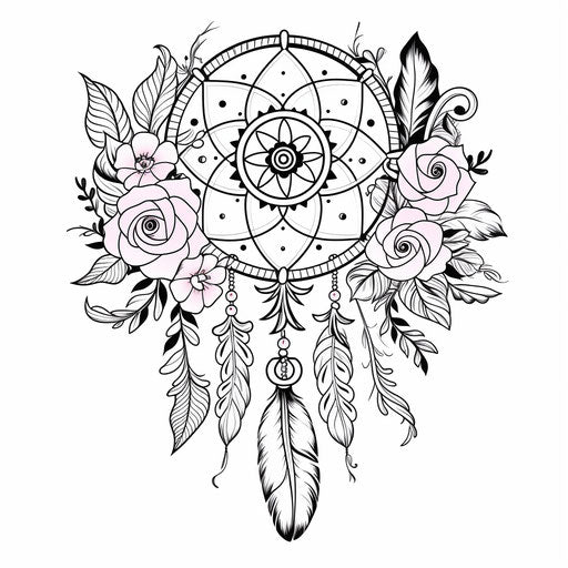 Dream catcher coloring book, free brushwork style