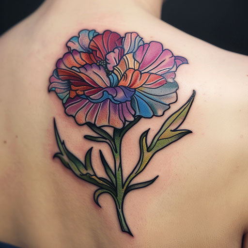 Pop art carnation tattoo on white background