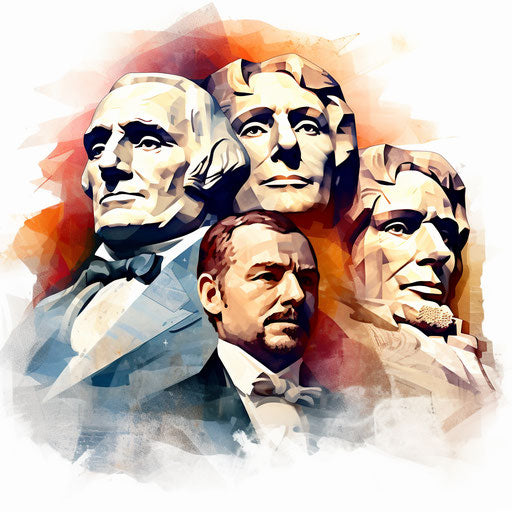 Presidents day clipart in the style of Oil painting, on a white background