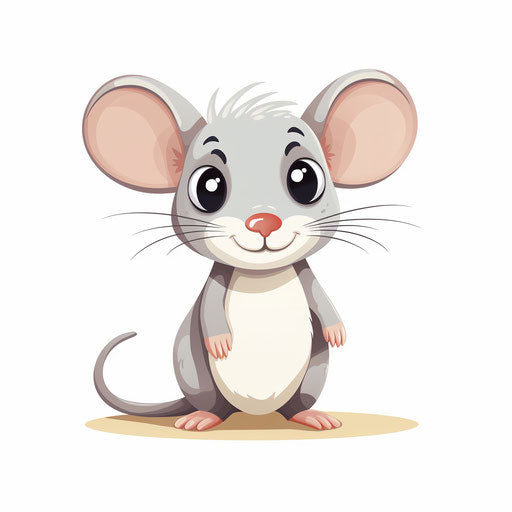Mouse drawing in Minimalist style, on white background