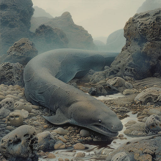 Electric eel near a rocky riverbed