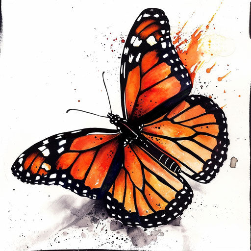 Contemporary monarch butterfly, bold and graphic, tattoo design