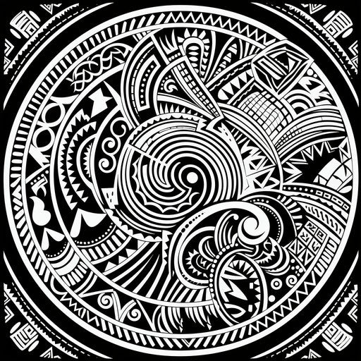 Hand-drawn tribal pattern in black and white