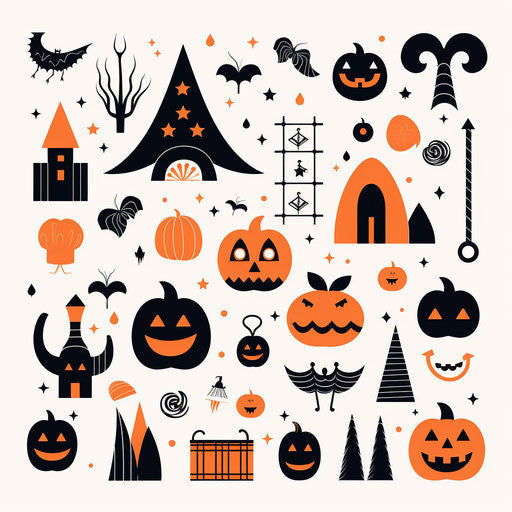 Halloween clip art in Minimalist style on white background
