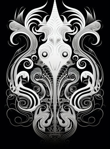 Black and white tribal design inspired by art nouveau